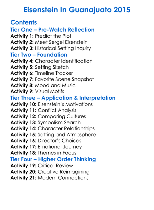 Eisenstein In Guanajuato 2015 Worksheet Activity Booklet