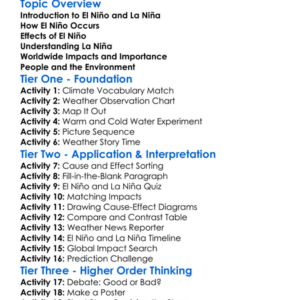 El Nino And La Nina Worksheet Activity Booklet