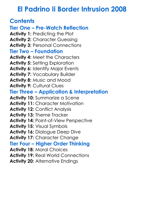 El Padrino Ii Border Intrusion 2008 Worksheet Activity Booklet