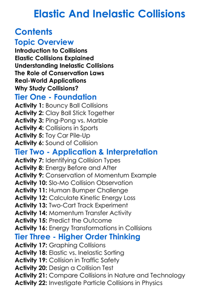 Elastic And Inelastic Collisions Worksheet Activity Booklet