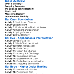 Elasticity Worksheet Activity Booklet