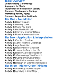 Elderly And Gerontology Worksheet Activity Booklet