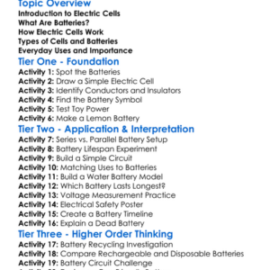 Electric Cells And Batteries Worksheet Activity Booklet
