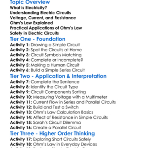 Electric Circuits And Ohms Law Worksheet Activity Booklet