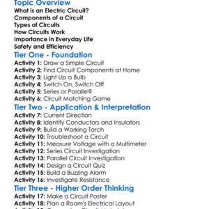 Electric Circuits Worksheet Activity Booklet