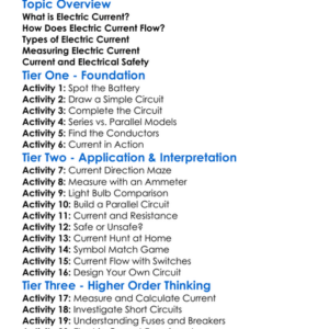 Electric Current Worksheet Activity Booklet