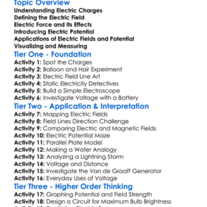 Electric Field And Electric Potential Worksheet Activity Booklet