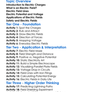 Electric Fields And Potential Worksheet Activity Booklet