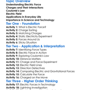 Electric Force Worksheet Activity Booklet
