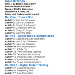 Electric Generators Worksheet Activity Booklet