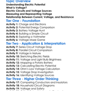 Electric Potential And Voltage Worksheet Activity Booklet