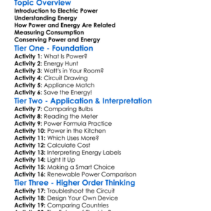 Electric Power And Energy Worksheet Activity Booklet