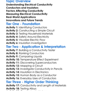 Electrical Conductivity Worksheet Activity Booklet