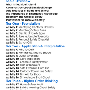 Electrical Safety Worksheet Activity Booklet