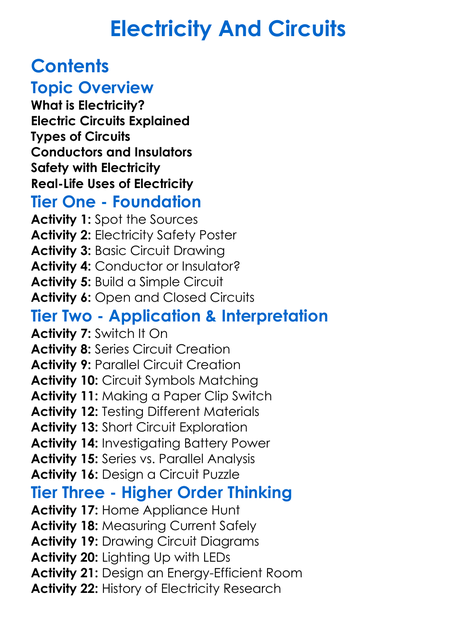 Electricity And Circuits Worksheet Activity Booklet