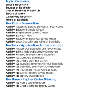 Electricity In Daily Life Worksheet Activity Booklet