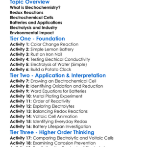 Electrochemistry Worksheet Activity Booklet