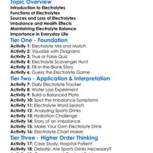 Electrolyte Balance Worksheet Activity Booklet