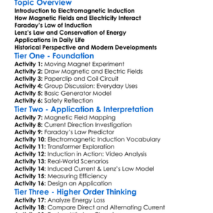 Electromagnetic Induction Worksheet Activity Booklet