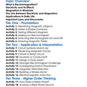 Electromagnetism Worksheet Activity Booklet