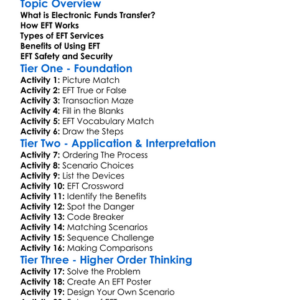 Electronic Funds Transfer Worksheet Activity Booklet