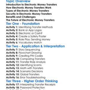 Electronic Money Transfers Worksheet Activity Booklet