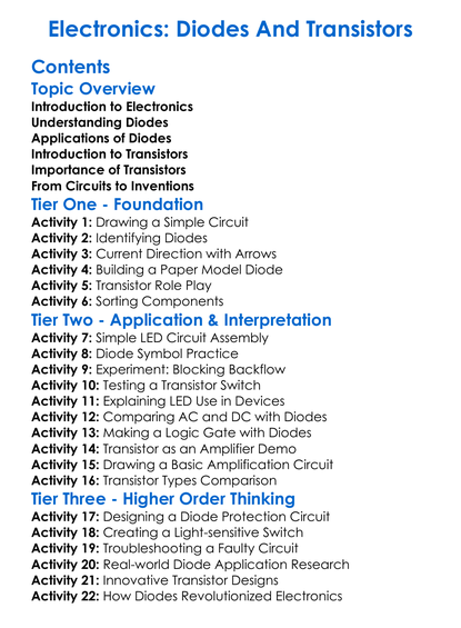 Electronics Diodes And Transistors Worksheet Activity Booklet