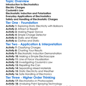 Electrostatic Forces Worksheet Activity Booklet