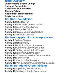 Electrostatics And Electric Charge Worksheet Activity Booklet