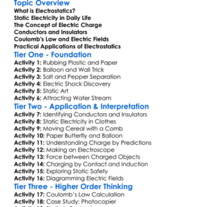 Electrostatics And Static Electricity Worksheet Activity Booklet