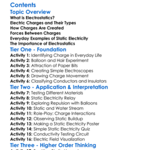 Electrostatics Charges And Static Electricity Worksheet Activity Booklet