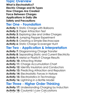 Electrostatics Worksheet Activity Booklet