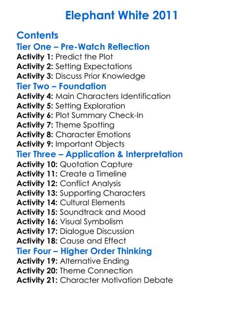 Elephant White 2011 Worksheet Activity Booklet