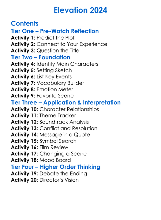 Elevation 2024 Worksheet Activity Booklet
