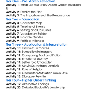 Elizabeth 1998 Worksheet Activity Booklet