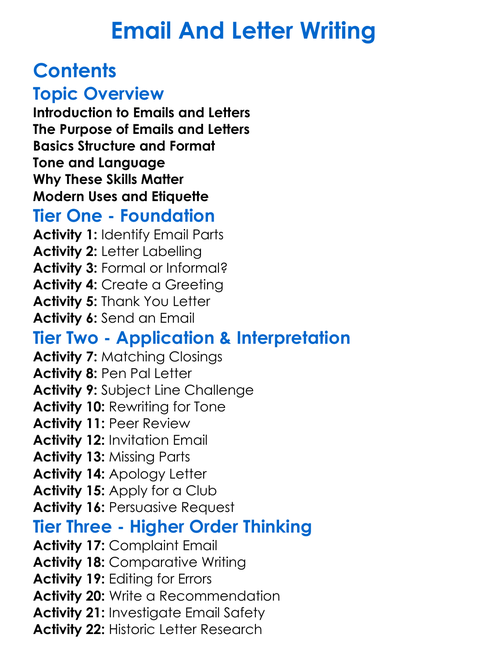 Email And Letter Writing Worksheet Activity Booklet