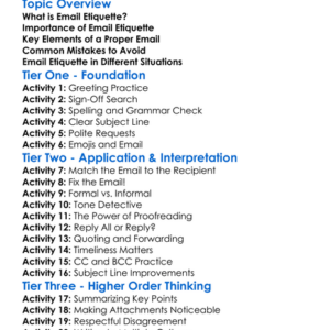 Email Etiquette Worksheet Activity Booklet