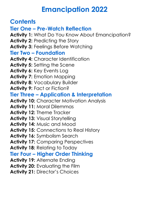 Emancipation 2022 Worksheet Activity Booklet