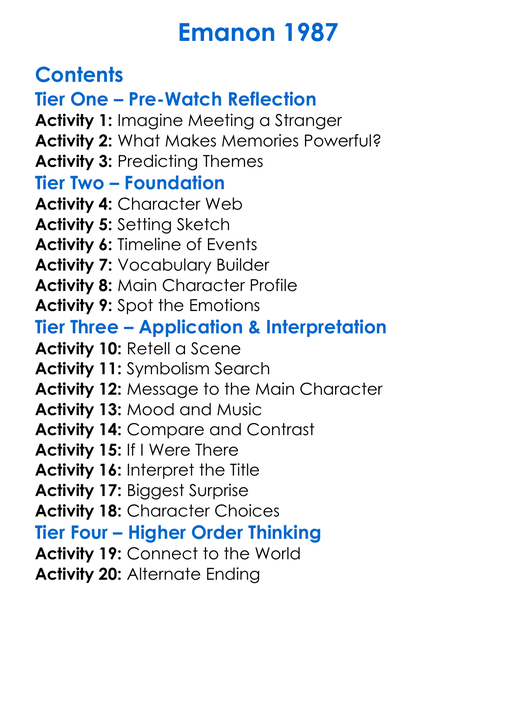 Emanon 1987 Worksheet Activity Booklet