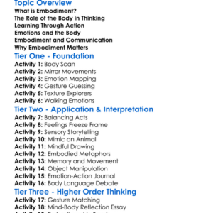 Embodiment Worksheet Activity Booklet