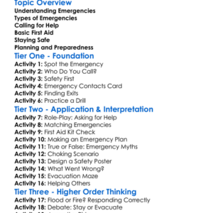 Emergency Response Worksheet Activity Booklet