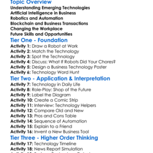 Emerging Technologies In Business Worksheet Activity Booklet