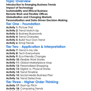 Emerging Trends In Business Worksheet Activity Booklet