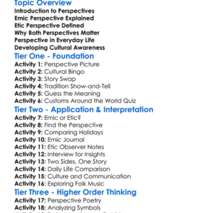 Emic And Etic Perspectives Worksheet Activity Booklet