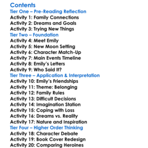 Emily Of New Moon Lm Montgomery Worksheet Activity Booklet