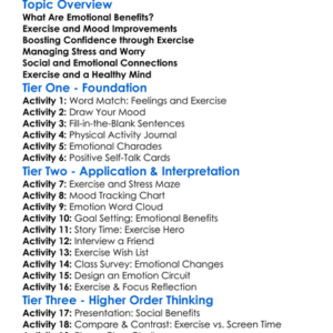 Emotional Benefits Of Exercise Worksheet Activity Booklet