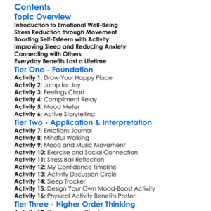 Emotional Benefits Of Physical Activity Worksheet Activity Booklet