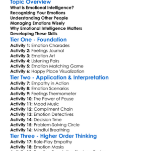 Emotional Intelligence Worksheet Activity Booklet