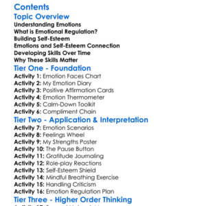 Emotional Regulation And Self-Esteem Worksheet Activity Booklet