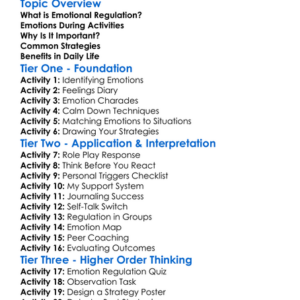 Emotional Regulation In Activity Worksheet Activity Booklet